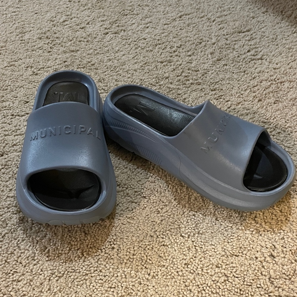 Municipal Blue Slide Sandals